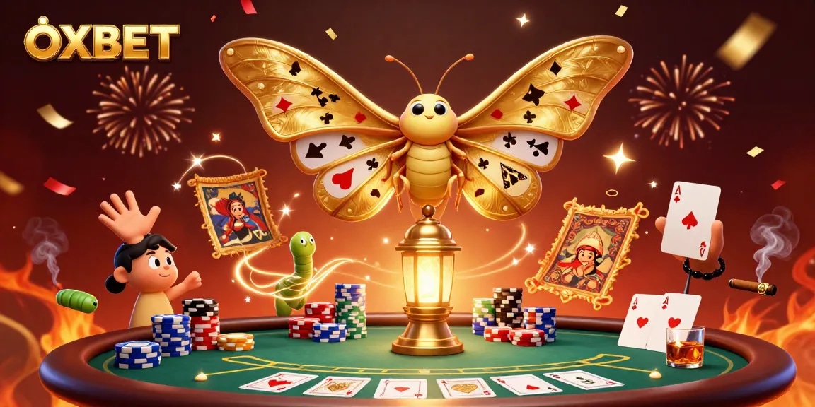 Experience thrilling poker action at OXBET with rich casino scenes and a magical moth ambiance.