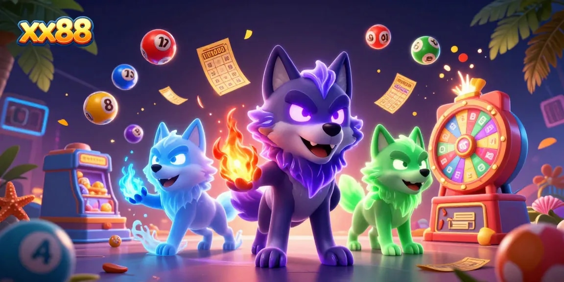 Engage with xx88's thrilling lottery features in a vibrant, dynamic casino scene.