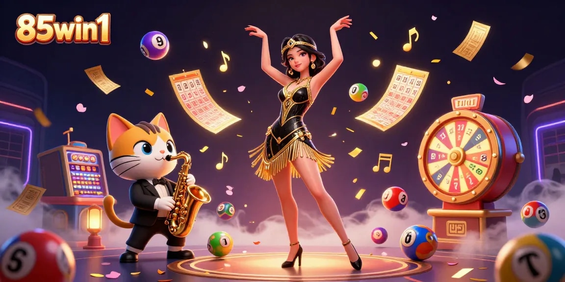 Experience exciting gameplay at 85win1 with vibrant lottery balls and dynamic casino elements