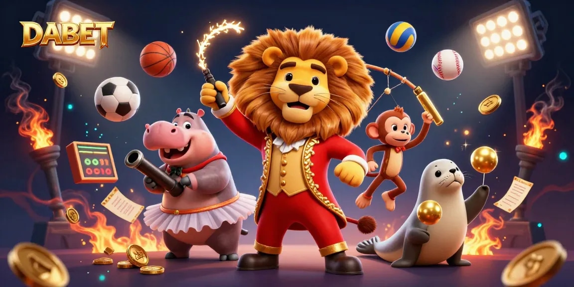 DABET engages players with dynamic sports betting action featuring colorful 3D characters and vibrant game elements.