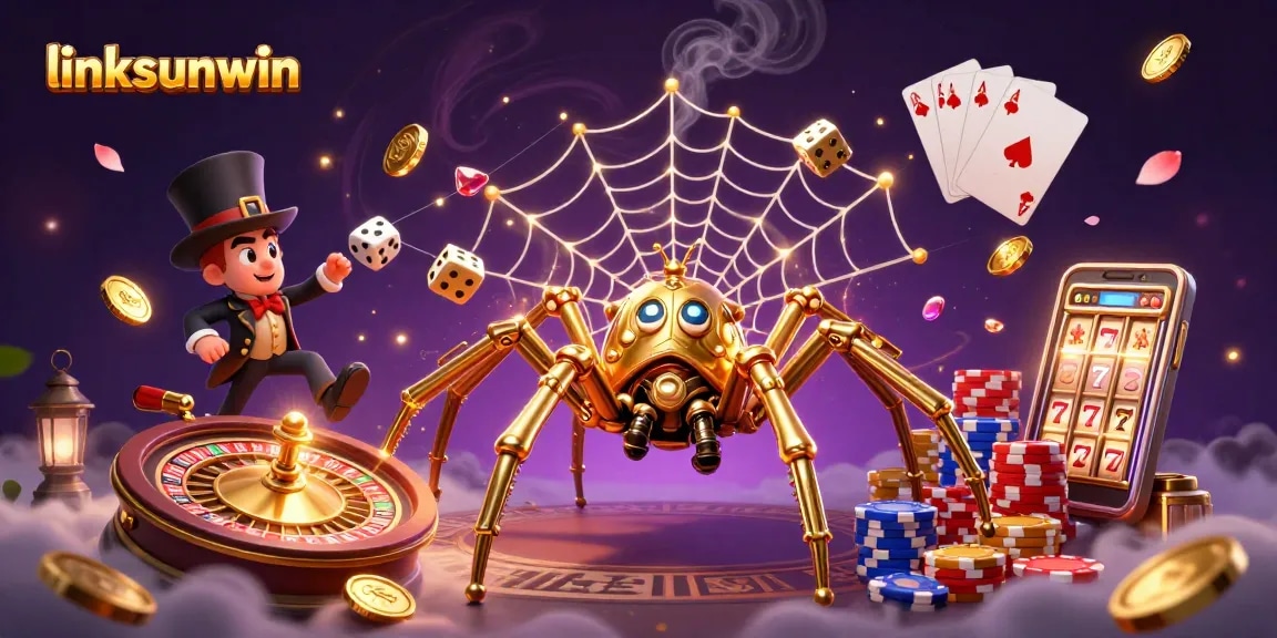 Engage in the thrilling world of linksunwin with a vibrant 3D casino scene featuring steampunk elements.