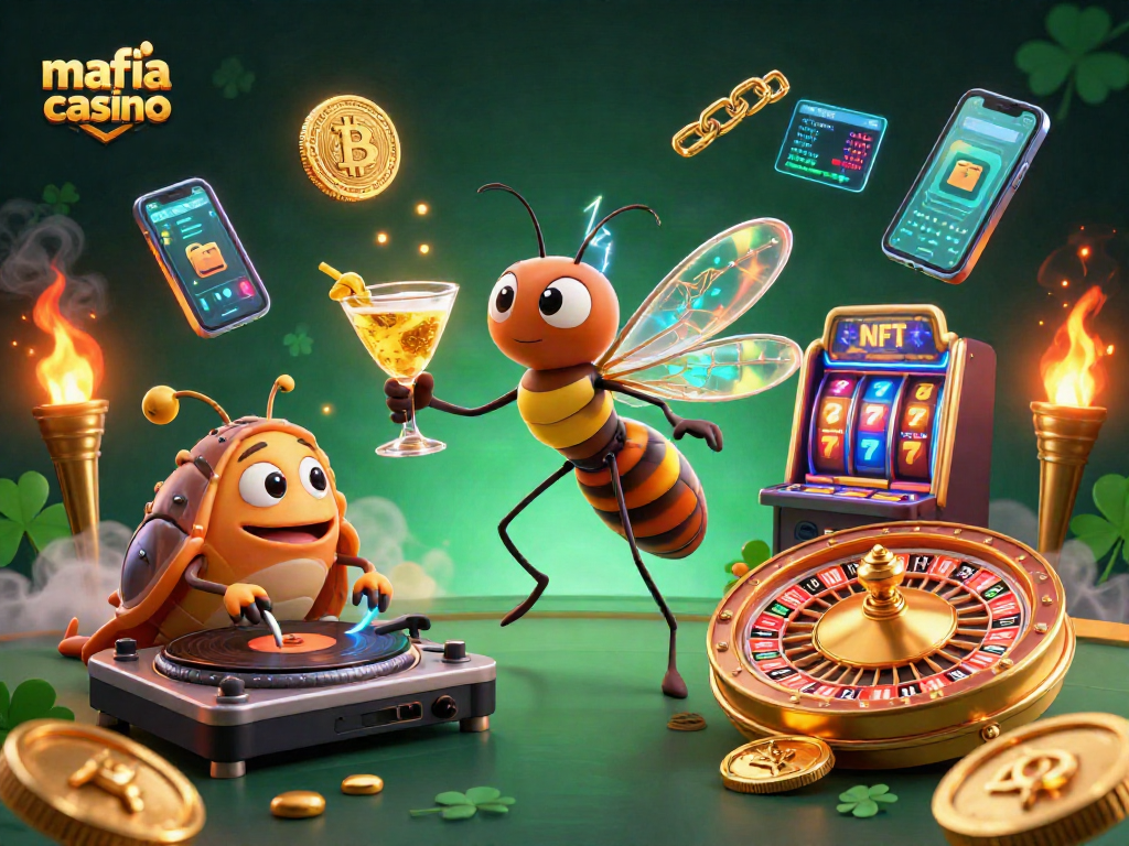 Engage in mafia casino games with vibrant crypto elements and thrilling visuals.