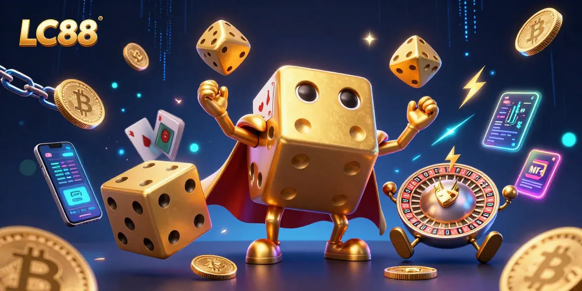 LC88 brings luck and excitement with a casino-themed 3D illustration showcasing lively dice and digital coins.