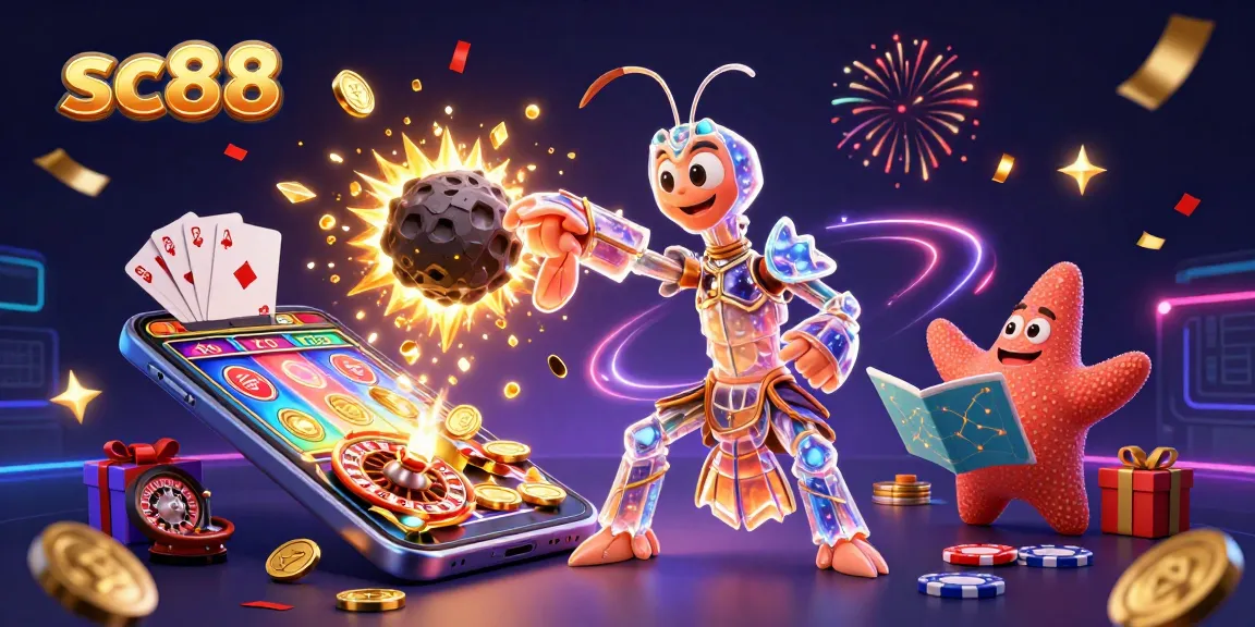 Experience thrilling gaming action with SC88 as the galactic mantis shrimp battles for gold treasures.