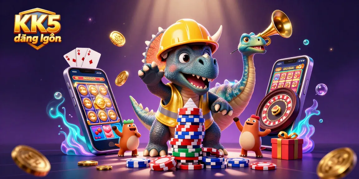 Play exciting games at KK5 đăng nhập, featuring fun-themed characters and dynamic casino elements.