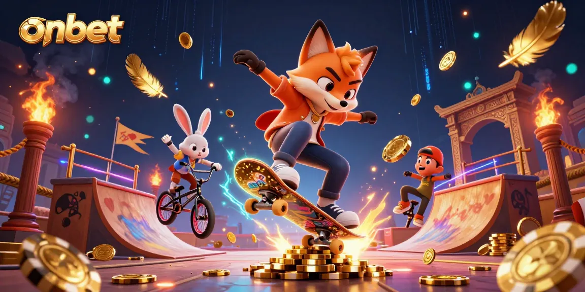 Engage in thrilling bets and gaming fun at Onbet with vibrant casino-themed graphics.